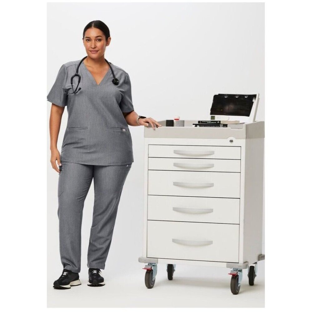 Figs Scrub Top Womens 2XL Casma Three Pocket Graphite Medical Nurse